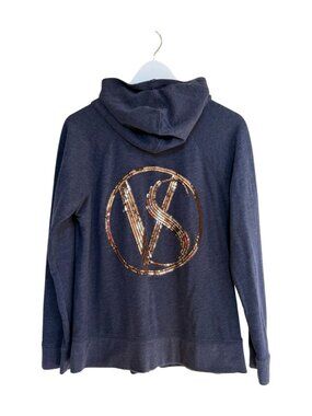 Victoria’s Secret Hoodie Zip Up Gray Sequin Logo Vintage Y2K